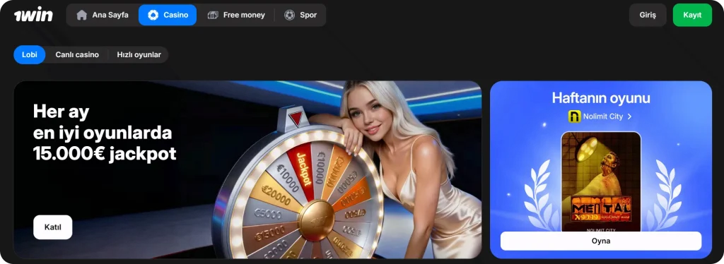 1win hesap arayüzü